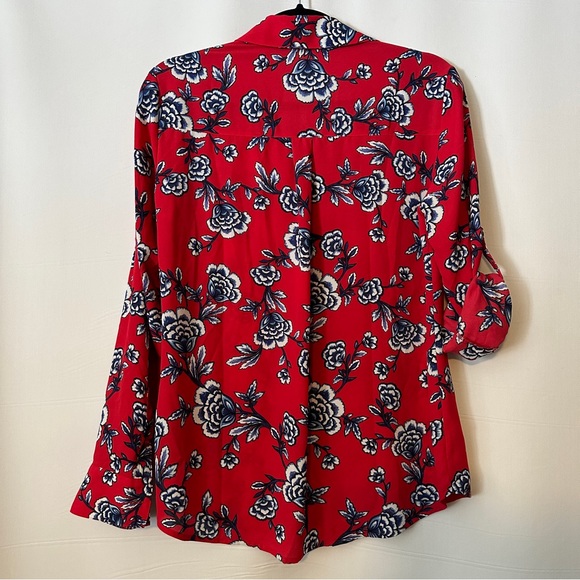 Express Portofino Red and Blue Blouse - Size M - Picture 2 of 4